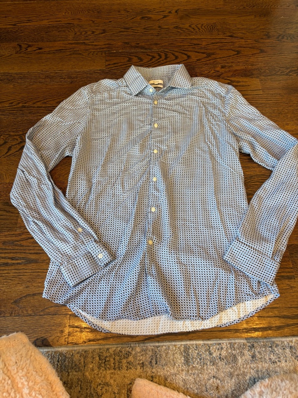 Reiss Men's Blue Micro-Pattern Dress Shirt